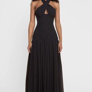 Leau Harmony Halter Corset Maxi Dress - Black (S)